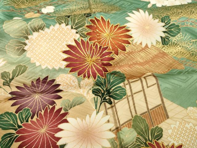 平和屋着物●豪華振袖 駒刺繍 風景花文 暈し染め 金彩 鈴乃屋扱い 正絹 逸品 AABH5898ck