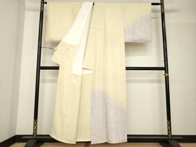 平和屋着物●訪問着 お召地 七宝花尽くし 暈し染め 正絹 逸品 AABH5903ck