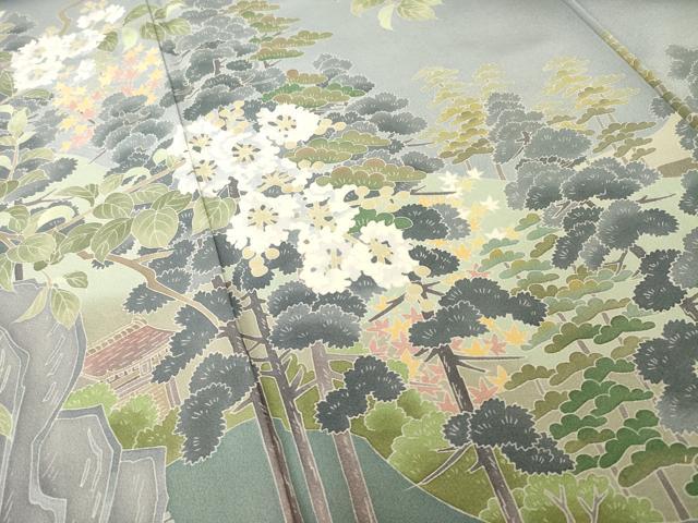平和屋着物●本加賀友禅作家 三口章 訪問着 風景樹林文 暈し染め ますいわ屋扱い 正絹 逸品 AABH5907ck
