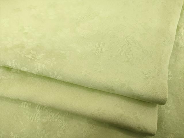 平和屋着物●上質な色無地 草木地紋 若菜色 正絹 逸品 AABH5909ck