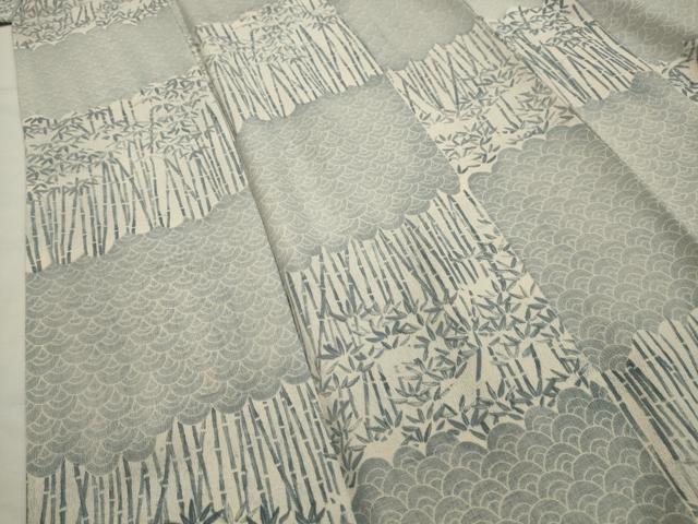 平和屋着物■上質な小紋 笹竹青海波 正絹 逸品 AABH5932sx