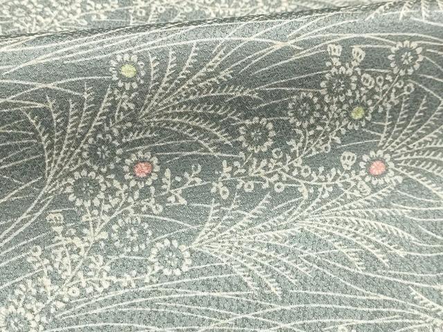 平和屋着物■上質な小紋 流水草花文 正絹 逸品 AABH5933sx