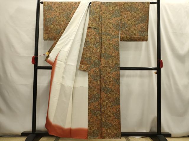平和屋着物■上質な小紋 更紗花文 正絹 逸品 AABH5934sx