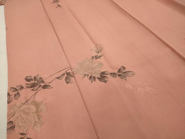 平和屋着物■上質な小紋 枝花文 銀糸 正絹 逸品 AABH5937sx