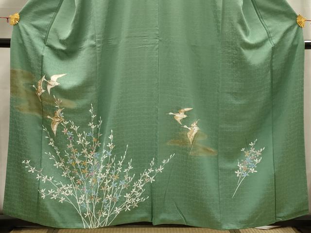 平和屋着物■訪問着 花鳥文 暈し染め 金彩 正絹 逸品 AABH5938sx