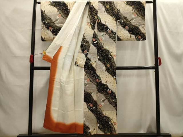 平和屋着物■上質な小紋 枝梅文 金彩 正絹 逸品 AABH5978sx