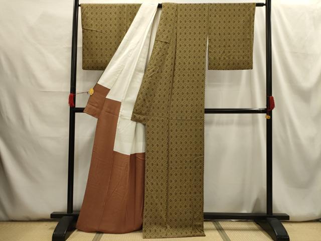 平和屋着物■上質な小紋 幾何学文様 正絹 逸品 AABH5983sx