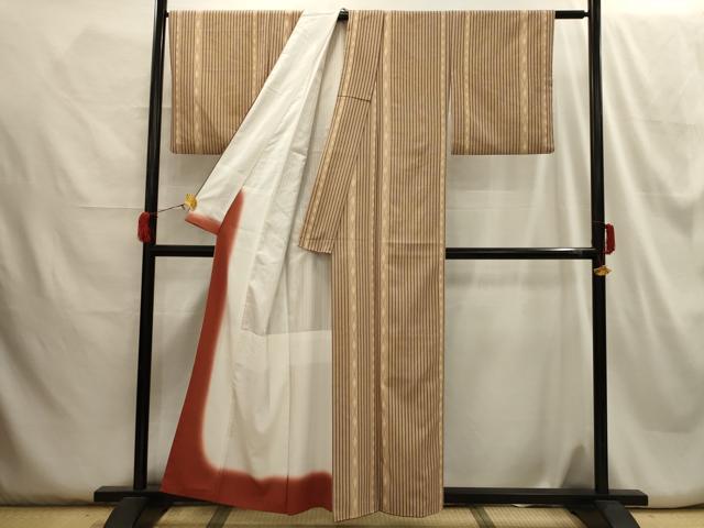平和屋着物■上質な小紋 菱間道 正絹 逸品 AABH6019sx