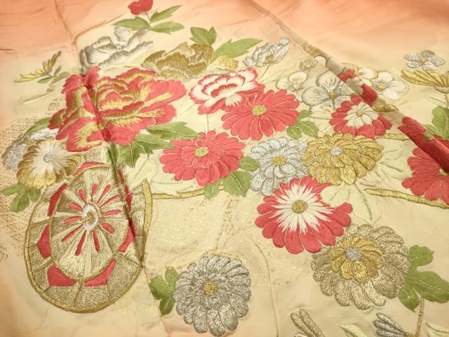 平和屋着物■豪華振袖 刺繍 花車文 暈し染め 金銀糸 金彩 正絹 逸品 AABH6020sx