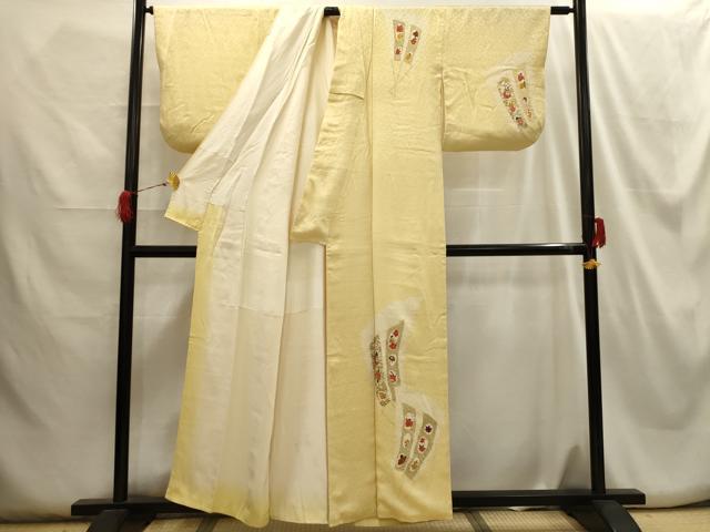 平和屋着物■訪問着 絞り 扇面花文 金糸 金彩 正絹 逸品 AABH6021sx