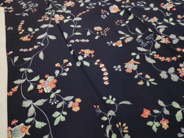 平和屋着物■上質な小紋 更紗花文 正絹 逸品 AABH6022sx