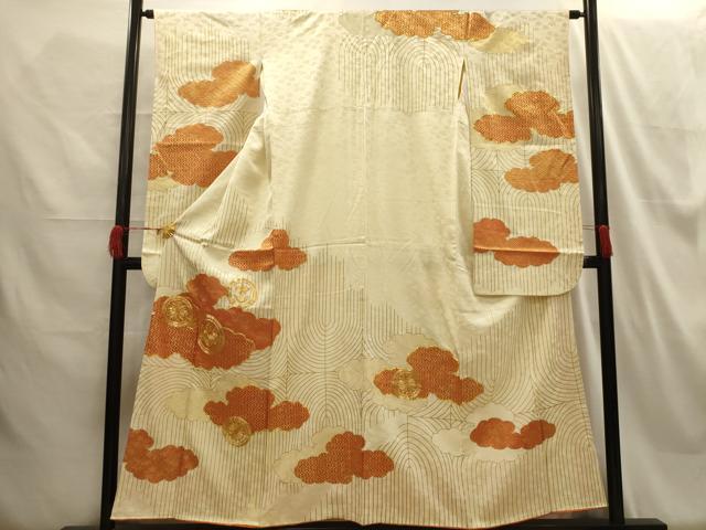 平和屋着物■豪華振袖 駒刺繍 雲取り吉祥花文 金彩 正絹 逸品 AABH6027sx