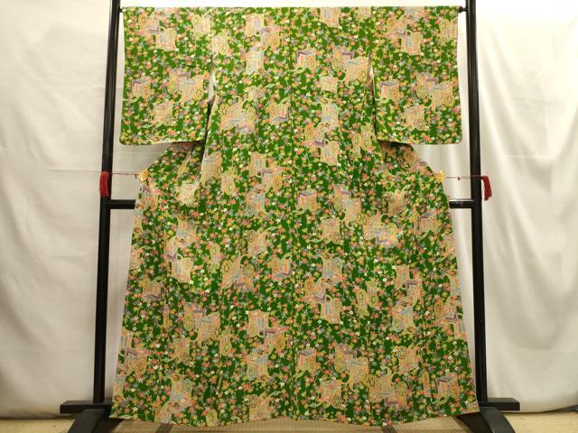 平和屋着物▽上質な小紋　単衣　花車文　正絹　逸品　AABG6971ck 楽天市場】平和屋着物▽上質な小紋 単衣 作家物 草花文 正絹 逸品