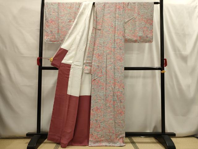 平和屋着物■上質な小紋 松竹梅風景文 正絹 逸品 AABH6037sx
