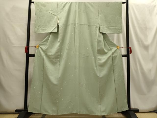 平和屋着物■上質な小紋 鳥獣花地紋 裏葉柳色 正絹 逸品 AABH6040sx