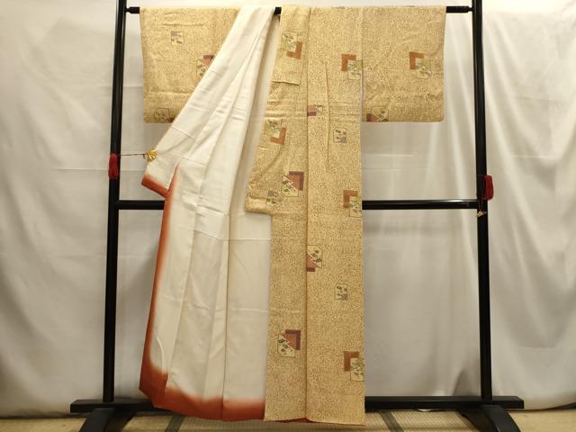平和屋着物■上質な小紋 色紙重ね花文 金彩 正絹 逸品 AABH6041sx