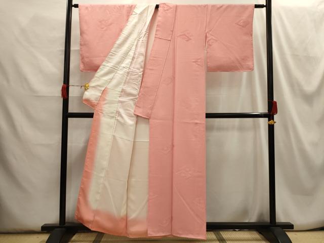 平和屋着物■上質な色無地 花菱地紋 一斤染色 正絹 逸品 AABH6049sx