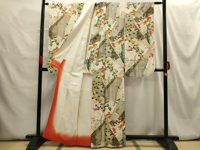 平和屋着物■豪華振袖 扇面花文 金彩 正絹 逸品 AABH6073sx