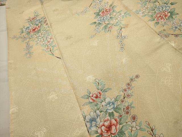 平和屋着物■小紋 草花文 洗える着物 AABH6082sx
