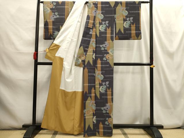 平和屋着物■小紋 饅頭菊文 洗える着物 AABH6083sx