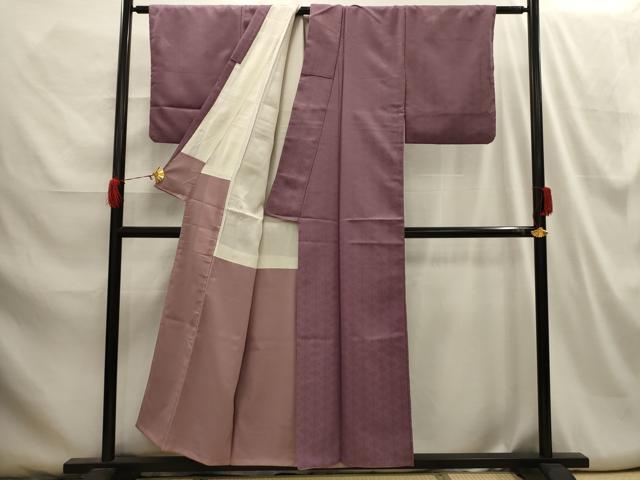 平和屋着物■色無地 花菱地紋 煤竹色 洗える着物 AABH6089sx