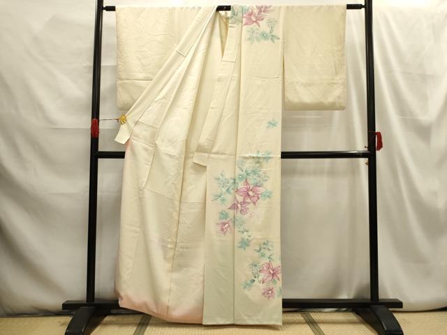 平和屋着物■訪問着 刺繍 草花文 暈し染め 金銀彩 正絹 逸品 AABH6099sx