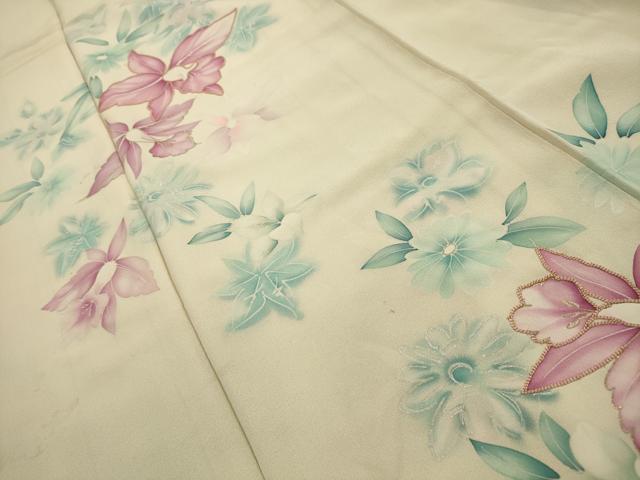 平和屋着物■訪問着 刺繍 草花文 暈し染め 金銀彩 正絹 逸品 AABH6099sx