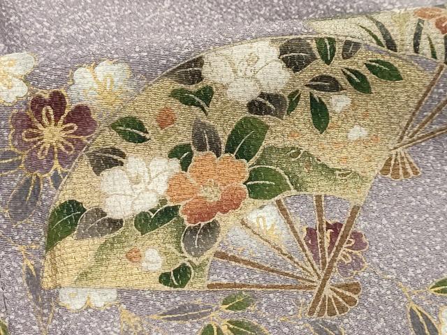 平和屋着物■訪問着 扇面花文 金彩 正絹 逸品 AABH6104sx