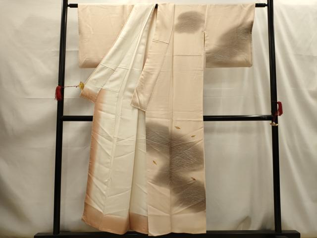 平和屋着物■訪問着 舞葉文 押し花 暈し染め 正絹 逸品 AABH6117sx