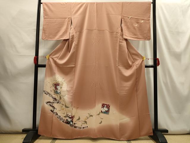 平和屋着物■訪問着 破れ色紙飛鶴花文 暈し染め 金彩 正絹 逸品 AABH6121sx