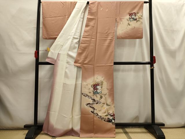 平和屋着物■訪問着 破れ色紙飛鶴花文 暈し染め 金彩 正絹 逸品 AABH6121sx
