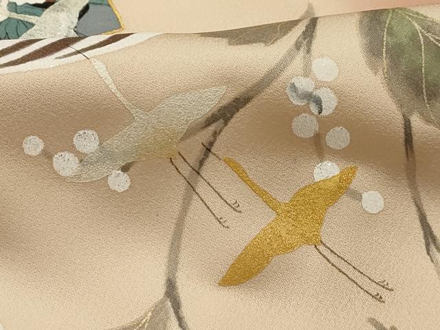 平和屋着物■訪問着 破れ色紙飛鶴花文 暈し染め 金彩 正絹 逸品 AABH6121sx