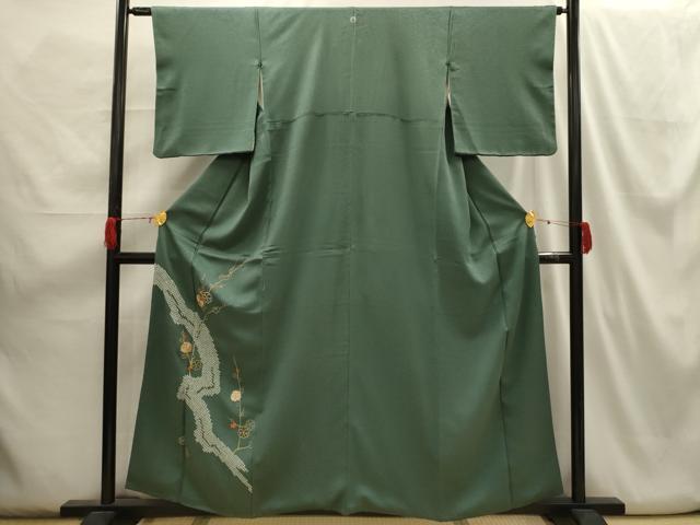 平和屋着物■訪問着 絞り 刺繍 枝花文 金彩 正絹 逸品 AABH6122sx