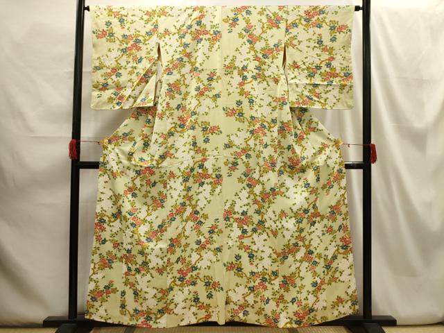 平和屋着物■上質な小紋 枝花文 正絹 逸品 AABH6131sx
