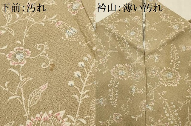 平和屋着物■上質な小紋 更紗花文 正絹 逸品 AABH6137sx