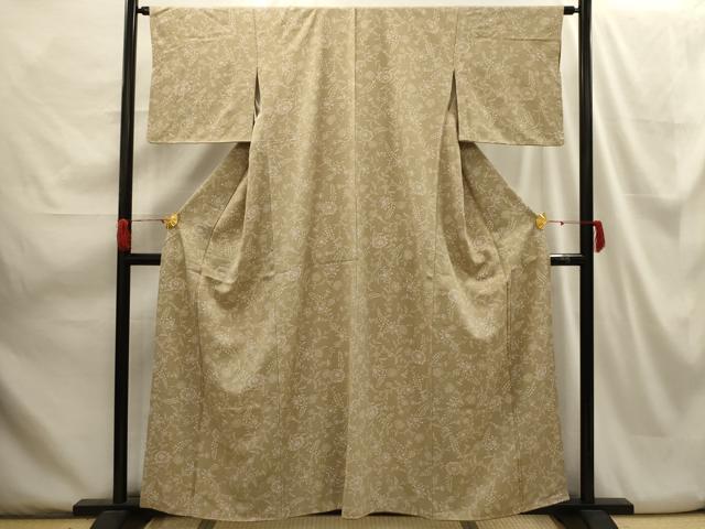 平和屋着物■上質な小紋 更紗花文 正絹 逸品 AABH6137sx