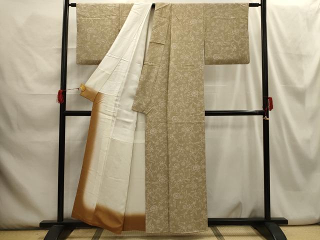 平和屋着物■上質な小紋 更紗花文 正絹 逸品 AABH6137sx