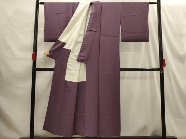 平和屋着物■上質な色無地 網代地紋 濃色 正絹 逸品 AABH6139sx