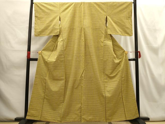 平和屋着物▽上質な紬　単衣　変わり格子　正絹　逸品　AABG7224ck 平和屋着物□上質な紬 格子 正絹 逸品 AABH6142sx