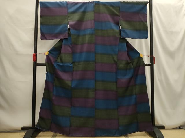 平和屋着物■小紋 横段文 洗える着物 AABH6153sx