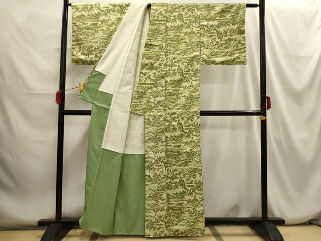 平和屋着物■小紋 風景文 洗える着物 AABH6154sx