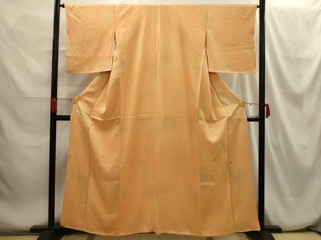 平和屋着物■上質な小紋 花青海波地紋 暈し染め 正絹 逸品 AABH6164sx