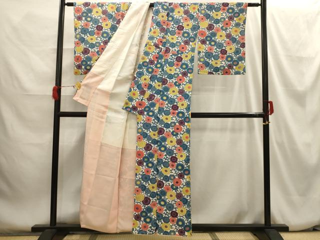 平和屋着物■上質な小紋 花唐草文 正絹 逸品 AABH6165sx