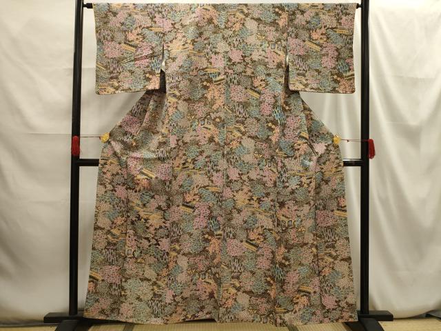 平和屋着物■上質な小紋 風景文 正絹 逸品 AABH6171sx