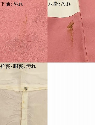 平和屋着物■上質な色無地 草花地紋 甚三紅色 正絹 逸品 AABH6174sx