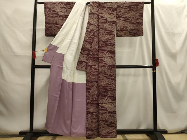 平和屋着物■上質な小紋 風景文 正絹 逸品 AABH6181sx