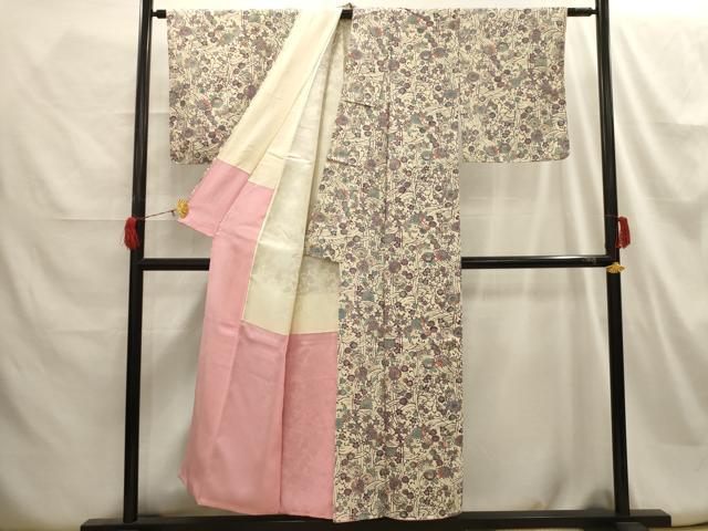 平和屋着物■上質な小紋 流水花唐草文 正絹 逸品 AABH6197sx