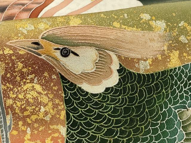 平和屋着物■豪華黒留袖 作家物 刺繍 花鳥文 暈し染め 金彩 正絹 逸品 AABH6207sx