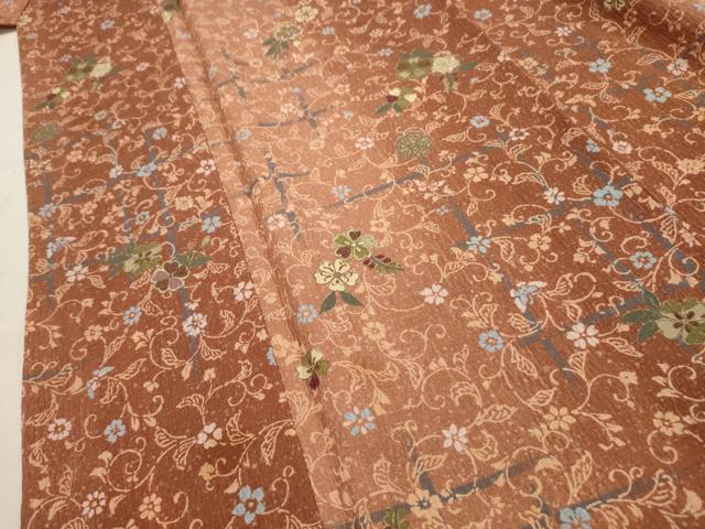 平和屋着物■小紋 花唐草文 暈し染め 金彩 洗える着物 AABH6221sx