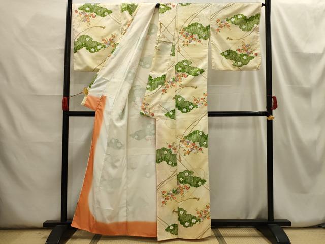 平和屋着物■小紋 草花文 洗える着物 AABH6229sx